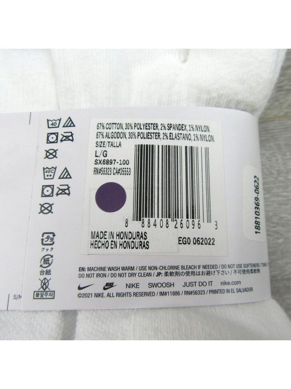 Nike Everyday Plus Cushion Crew Socks White 6 Pack Men's Sz 8-12 NEW - Picture 9 of 9
